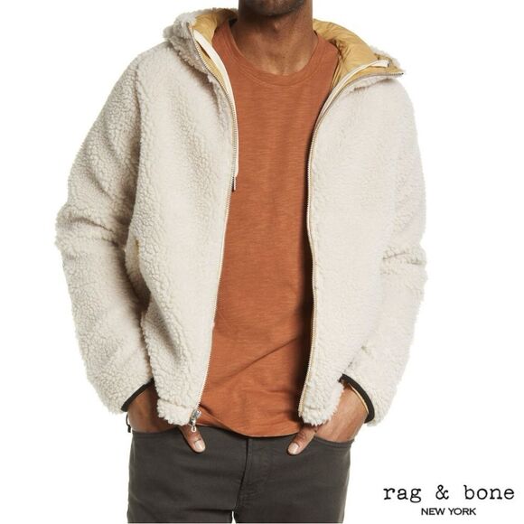 Rag & Bone **NWT** Sherpa Tactic Hooded Fleece Jacket in Natural - Picture 9 of 14